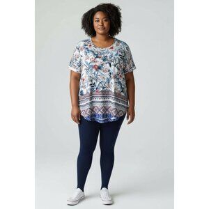 Energe World Wear Women's White & Blue Floral Top